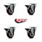Service Caster 3.5'' Maroon Poly Wheel Swivel Top Plate Caster Set Posi Brake, 4PK SCC-20S3514-PPUB-MRN-PLB-4 - alternate 4